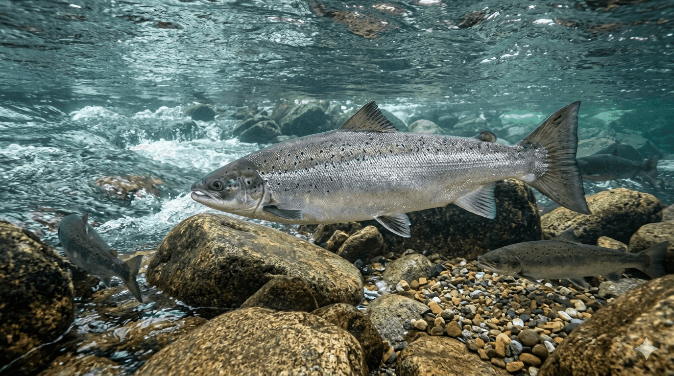 Atlantic salmon in a deep pool